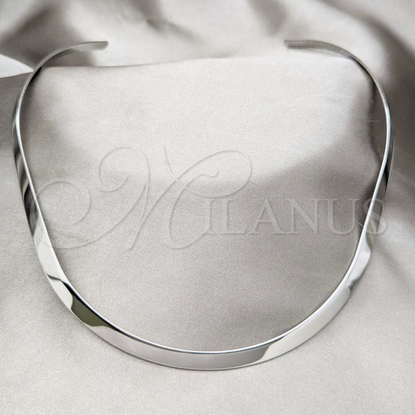 Stainless Steel Basic Necklace, Twist Design, Polished, Rhodium Finish, 04.116.0117 (Thickness, 17 Inches Length)