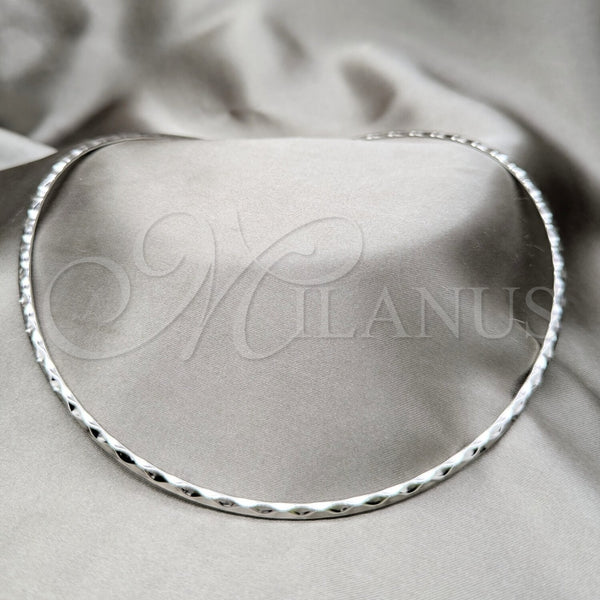 Stainless Steel Basic Necklace, Twist Design, Polished, Rhodium Finish, 04.116.0119 (Thickness, 17 Inches Length)