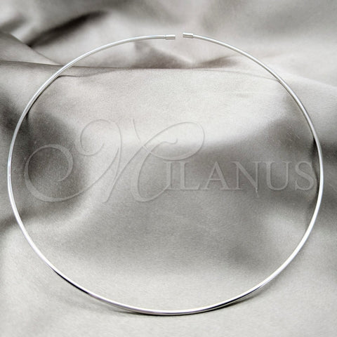 Stainless Steel Basic Necklace, Twist Design, Polished, Rhodium Finish, 04.116.0120 (Thickness, 17 Inches Length)