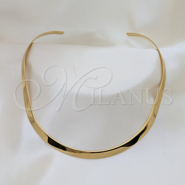 Stainless Steel Basic Necklace, Twist Design, Polished, Golden Finish, 04.116.0117.1 (Thickness, 17 Inches Length)