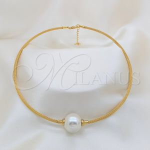 Stainless Steel Necklace — Fancy Necklace Ball and Twist Design with White — main product view — SKU 163988 | Acero Inoxidable collar — elegante Necklace Ball and Twist diseño with blanco — SKU 163988