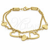 Stainless Steel Fancy Bracelet, Heart Design, Polished, Golden Finish, 03.116.0061.07 (01 MM Thickness, 1 for wholesale, main product view