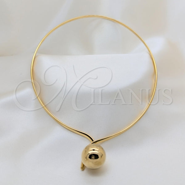 Stainless Steel Fancy Necklace, Ball and Twist Design, Polished, Golden Finish, 04.116.0113.1 (Thickness, 17 Inches Length)
