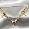 Stainless Steel Fancy Bracelet, Butterfly Design, with White Crystal, Polished, Golden Finish, 03.116.0062.07 (01 MM Thickness, 1 Inches Length)