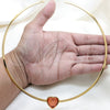 Stainless Steel Basic Necklace, Heart and Twist Design, with Orange Red Crystal, Polished, Golden Finish, 04.116.0124 (Thickness, 17 Inches Length)