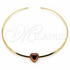 Stainless Steel Basic Necklace, Heart and Twist Design, with Orange Red Crystal, Polished, Golden Finish, 04.116.0124 (Thickness, 17 Inches Length)