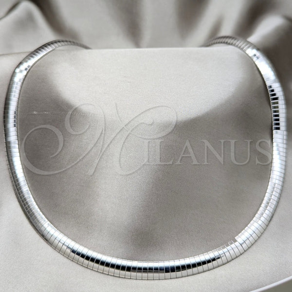 Stainless Steel Basic Necklace, Polished, Rhodium Finish, 04.116.0125 (Thickness, 17 Inches Length)