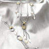 Stainless Steel Necklace, Bracelet and Earring, Butterfly Design, with Light Rose Crystal, Polished, Two Tone, 06.116.0158