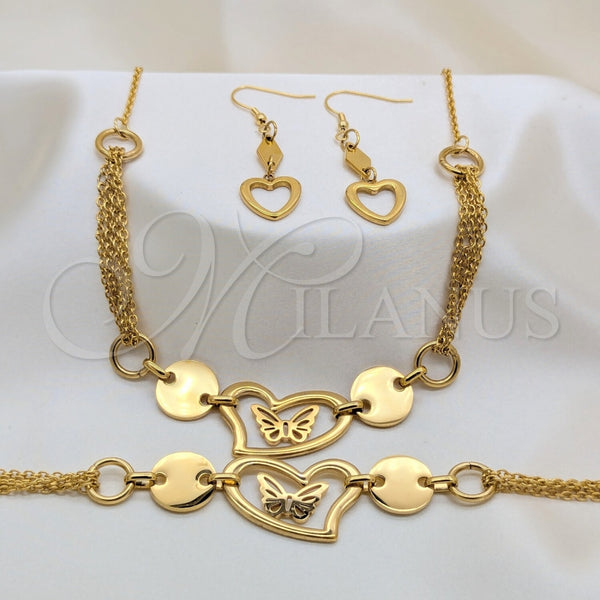 Stainless Steel Ring — Necklace Bracelet and Earring Heart and Disco Design — main product view — SKU 164009 | Acero Inoxidable anillo — Necklace Bracelet and Earring corazón and Disco diseño — SKU 164009
