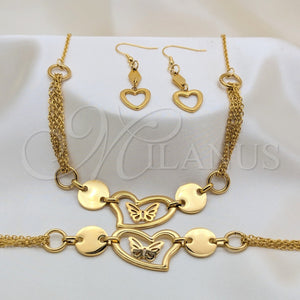 Stainless Steel Ring — Necklace Bracelet and Earring Heart and Disco Design — main product view — SKU 164009 | Acero Inoxidable anillo — Necklace Bracelet and Earring corazón and Disco diseño — SKU 164009