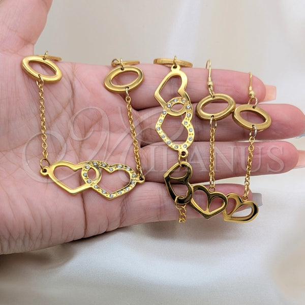 Stainless Steel Ring — Necklace Bracelet and Earring Heart Design with White — alternate product view — SKU 164010 | Acero Inoxidable anillo — Necklace Bracelet and Earring corazón diseño with blanco — SKU 164010