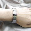 Stainless Steel Fancy Bracelet, Lizard and Heart Design, Polished, Rhodium Finish, 03.116.0069.08 (01 MM Thickness, 1 Inches Length)