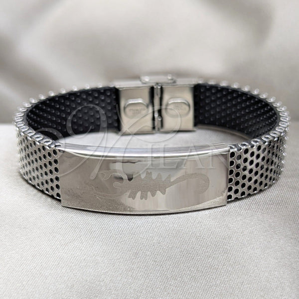 Stainless Steel Bracelet — Fancy Bracelet Lizard and Heart Design Polished 03. — main product view — SKU 164011 | Acero Inoxidable brazalete — elegante Bracelet Lizard and corazón diseño pulido 03. — SKU 164011