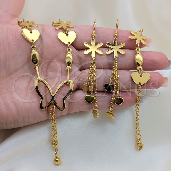 Stainless Steel Ring — Necklace Bracelet and Earring Heart and Flower Design — alternate product view — SKU 164012 | Acero Inoxidable anillo — Necklace Bracelet and Earring corazón and flor diseño — SKU 164012