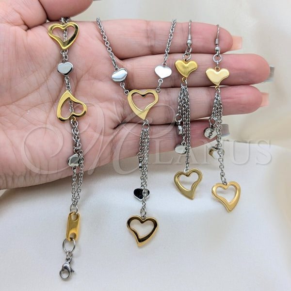 Stainless Steel Ring — Necklace Bracelet and Earring Heart Design Polished Two — alternate product view — SKU 164014 | Acero Inoxidable anillo — Necklace Bracelet and Earring corazón diseño pulido Two — SKU 164014