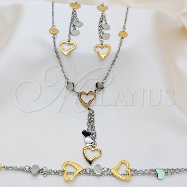 Stainless Steel Ring — Necklace Bracelet and Earring Heart Design Polished Two — main product view — SKU 164014 | Acero Inoxidable anillo — Necklace Bracelet and Earring corazón diseño pulido Two — SKU 164014