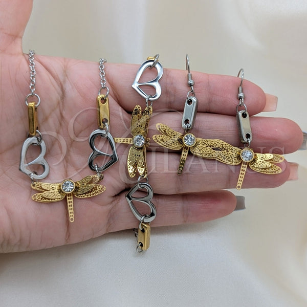 Stainless Steel Ring — Necklace Bracelet and Earring Dragon-Fly and Heart Design — alternate product view — SKU 164015 | Acero Inoxidable anillo — Necklace Bracelet and Earring Dragon-Fly and corazón diseño — SKU 164015