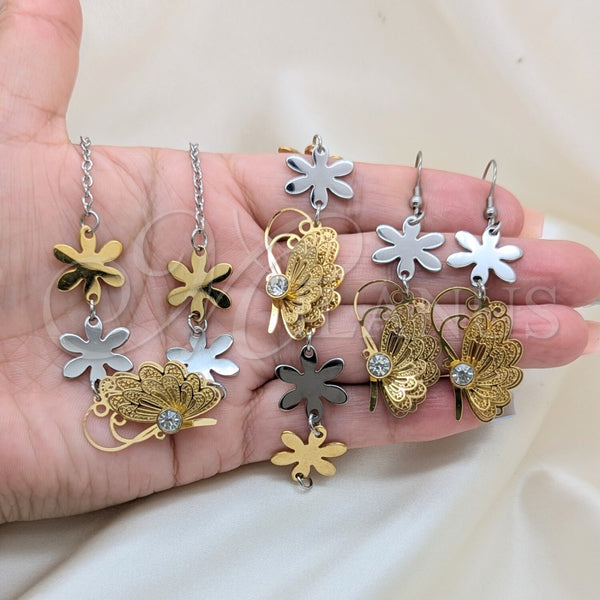 Stainless Steel Ring — Necklace Bracelet and Earring Butterfly and Flower Design — alternate product view — SKU 164017 | Acero Inoxidable anillo — Necklace Bracelet and Earring Butterfly and flor diseño — SKU 164017