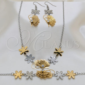 Stainless Steel Ring — Necklace Bracelet and Earring Butterfly and Flower Design — main product view — SKU 164017 | Acero Inoxidable anillo — Necklace Bracelet and Earring Butterfly and flor diseño — SKU 164017