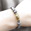 Stainless Steel Fancy Bracelet, Polished, Two Tone, 03.116.0073.07 (01 MM Thickness, 7 Inches Length)