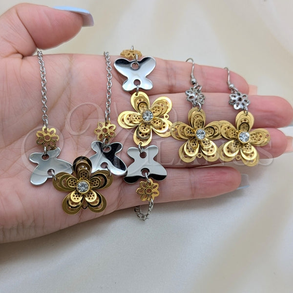 Stainless Steel Ring — Necklace Bracelet and Earring Flower and Butterfly Design — alternate product view — SKU 164025 | Acero Inoxidable anillo — Necklace Bracelet and Earring flor and Butterfly diseño — SKU 164025