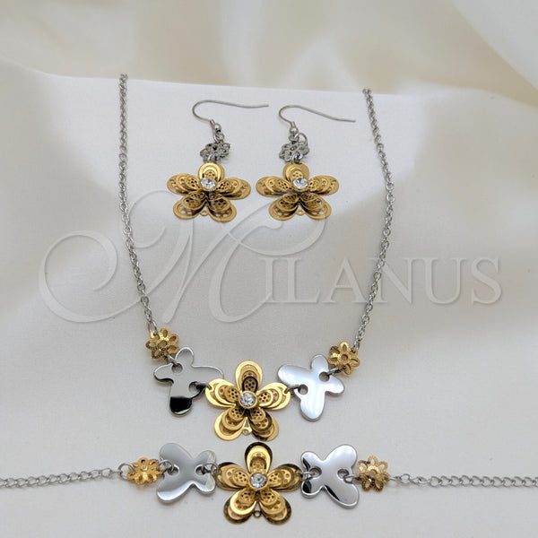 Stainless Steel Ring — Necklace Bracelet and Earring Flower and Butterfly Design — main product view — SKU 164025 | Acero Inoxidable anillo — Necklace Bracelet and Earring flor and Butterfly diseño — SKU 164025