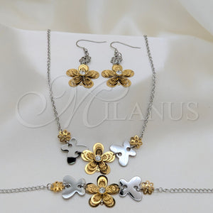 Stainless Steel Ring — Necklace Bracelet and Earring Flower and Butterfly Design — main product view — SKU 164025 | Acero Inoxidable anillo — Necklace Bracelet and Earring flor and Butterfly diseño — SKU 164025