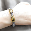 Stainless Steel Fancy Bracelet, Polished, Two Tone, 03.116.0074.07 (01 MM Thickness, 7 Inches Length)