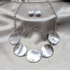 Stainless Steel Necklace, Bracelet and Earring, Polished, Rhodium Finish, 06.116.0173