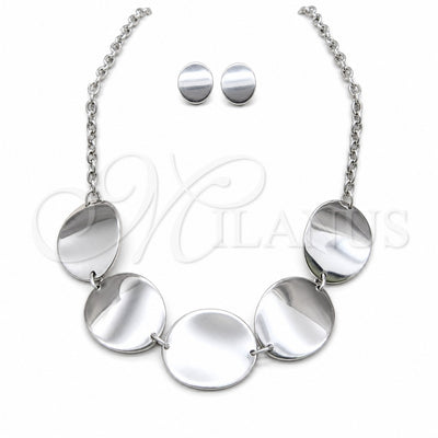 Stainless Steel Necklace, Bracelet and Earring, Polished, Rhodium Finish, 06.116.0173 for wholesale, main product view