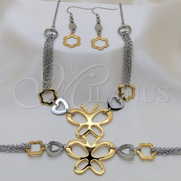 Stainless Steel Ring — Necklace Bracelet and Earring Heart and Flower Design — main product view — SKU 164032 | Acero Inoxidable anillo — Necklace Bracelet and Earring corazón and flor diseño — SKU 164032