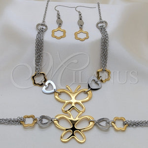 Stainless Steel Ring — Necklace Bracelet and Earring Heart and Flower Design — main product view — SKU 164032 | Acero Inoxidable anillo — Necklace Bracelet and Earring corazón and flor diseño — SKU 164032
