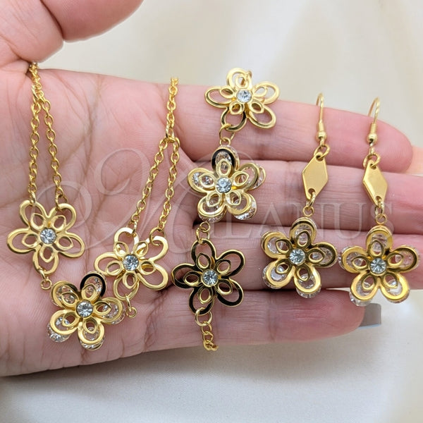 Stainless Steel Ring — Necklace Bracelet and Earring Flower Design with White — alternate product view — SKU 164033 | Acero Inoxidable anillo — Necklace Bracelet and Earring flor diseño with blanco — SKU 164033