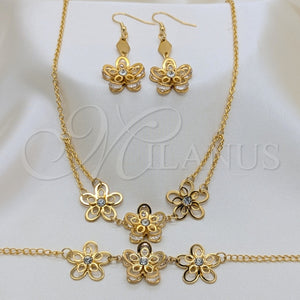 Stainless Steel Ring — Necklace Bracelet and Earring Flower Design with White — main product view — SKU 164033 | Acero Inoxidable anillo — Necklace Bracelet and Earring flor diseño with blanco — SKU 164033