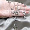 Stainless Steel Necklace, Bracelet and Earring, Star Design, Polished, Rhodium Finish, 06.116.0174