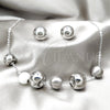 Stainless Steel Necklace, Bracelet and Earring, Ball Design, Polished, Rhodium Finish, 06.116.0175