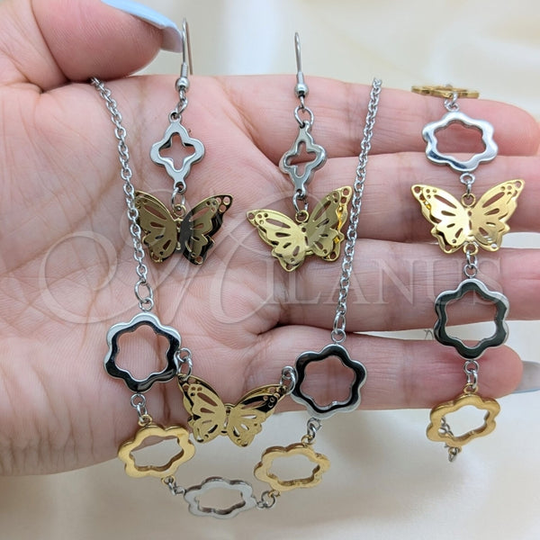 Stainless Steel Ring — Necklace Bracelet and Earring Butterfly and Flower Design — alternate product view — SKU 164036 | Acero Inoxidable anillo — Necklace Bracelet and Earring Butterfly and flor diseño — SKU 164036