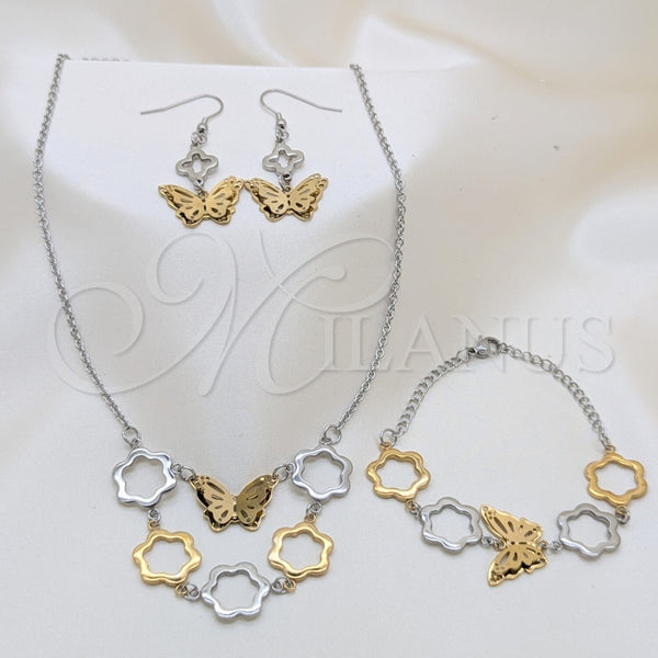 Stainless Steel Ring — Necklace Bracelet and Earring Butterfly and Flower Design — main product view — SKU 164036 | Acero Inoxidable anillo — Necklace Bracelet and Earring Butterfly and flor diseño — SKU 164036