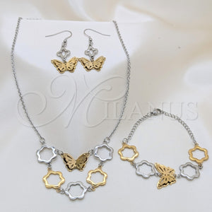 Stainless Steel Ring — Necklace Bracelet and Earring Butterfly and Flower Design — main product view — SKU 164036 | Acero Inoxidable anillo — Necklace Bracelet and Earring Butterfly and flor diseño — SKU 164036