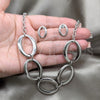 Stainless Steel Necklace, Bracelet and Earring, Polished, Rhodium Finish, 06.116.0177