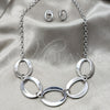 Stainless Steel Necklace, Bracelet and Earring, Polished, Rhodium Finish, 06.116.0177