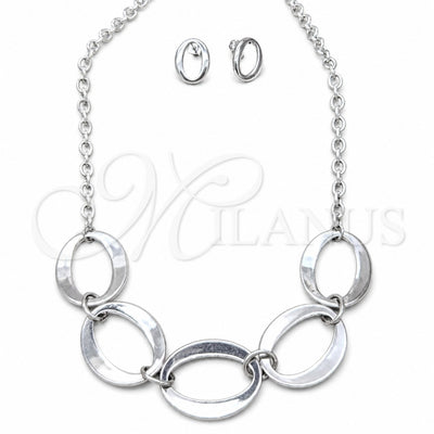 Stainless Steel Necklace, Bracelet and Earring, Polished, Rhodium Finish, 06.116.0177 for wholesale, main product view
