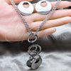 Stainless Steel Necklace, Bracelet and Earring, Disco Design, Polished, Rhodium Finish, 06.116.0178.1
