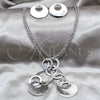 Stainless Steel Necklace, Bracelet and Earring, Disco Design, Polished, Rhodium Finish, 06.116.0178.1