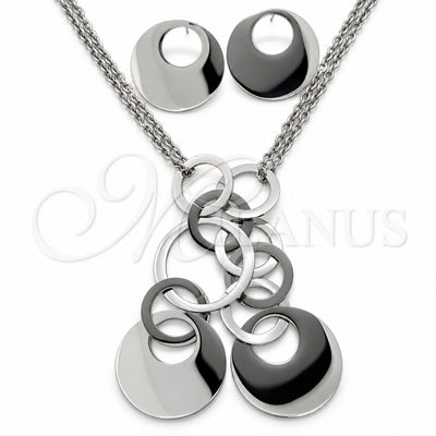 Stainless Steel Necklace, Bracelet and Earring, Disco Design, Polished, Rhodium Finish, 06.116.0178.1 for wholesale, main product view