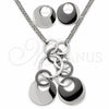 Stainless Steel Necklace, Bracelet and Earring, Disco Design, Polished, Rhodium Finish, 06.116.0178.1