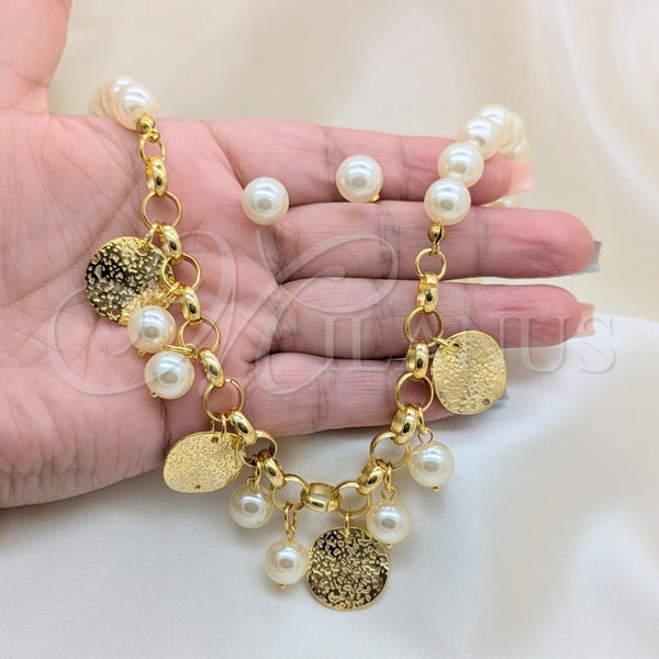 Stainless Steel Ring — Necklace Bracelet and Earring Ball Design with White — alternate product view — SKU 164041 | Acero Inoxidable anillo — Necklace Bracelet and Earring Ball diseño with blanco — SKU 164041