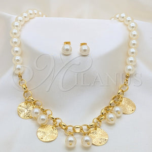 Stainless Steel Ring — Necklace Bracelet and Earring Ball Design with White — main product view — SKU 164041 | Acero Inoxidable anillo — Necklace Bracelet and Earring Ball diseño with blanco — SKU 164041