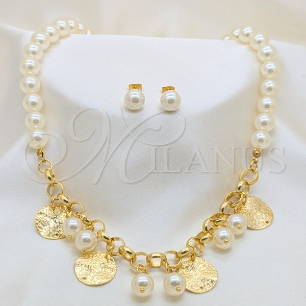 Stainless Steel Ring — Necklace Bracelet and Earring Ball Design with White — main product view — SKU 164041 | Acero Inoxidable anillo — Necklace Bracelet and Earring Ball diseño with blanco — SKU 164041