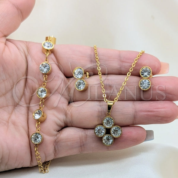 Stainless Steel Ring — Necklace Bracelet and Earring with White Crystal Polished — alternate product view — SKU 164042 | Acero Inoxidable anillo — Necklace Bracelet and Earring with cristal blanco pulido — SKU 164042